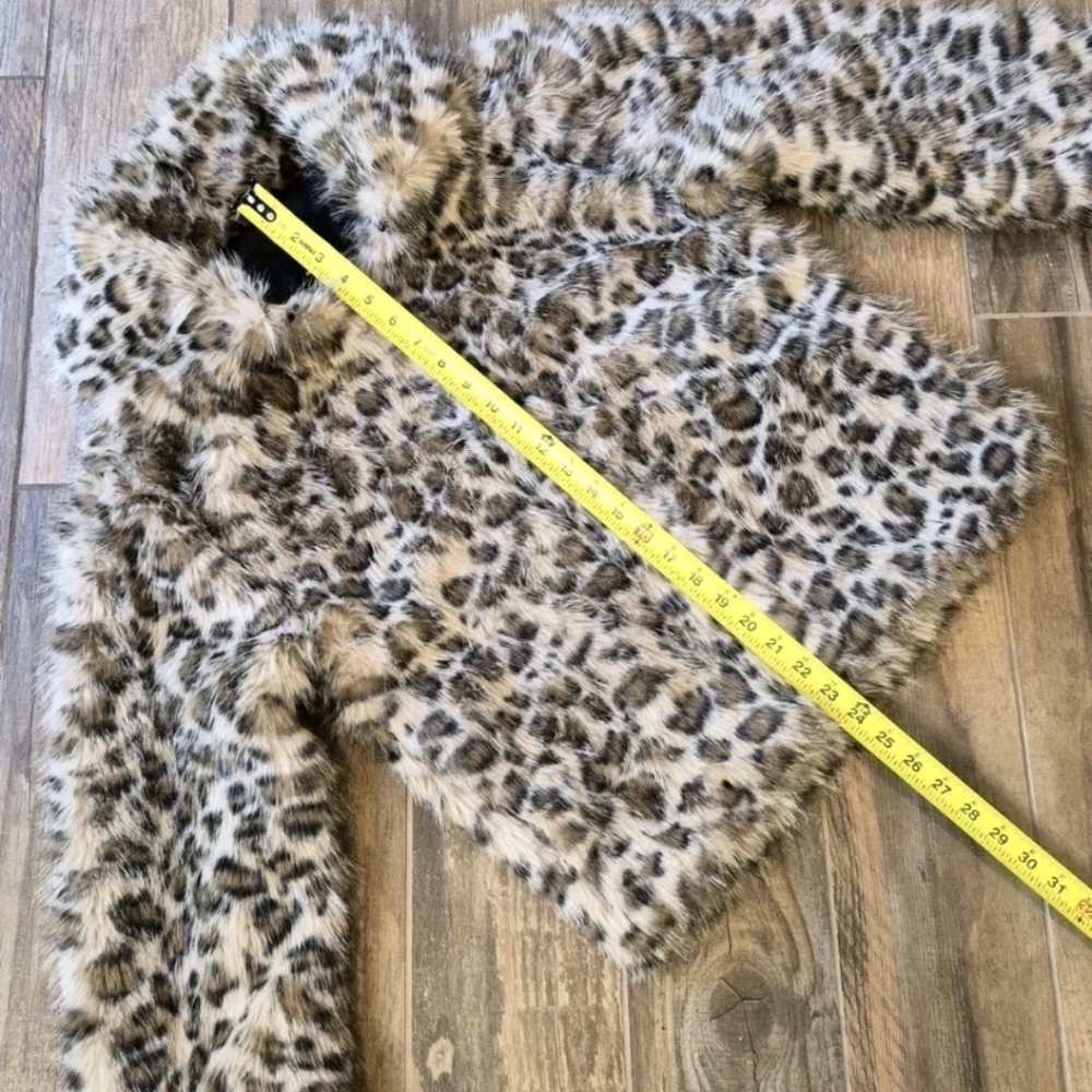 XS-M Faux Fur Animal Leopard Print Fully Lined Coat Jacket, Cotton On NWT - Picture 8 of 16